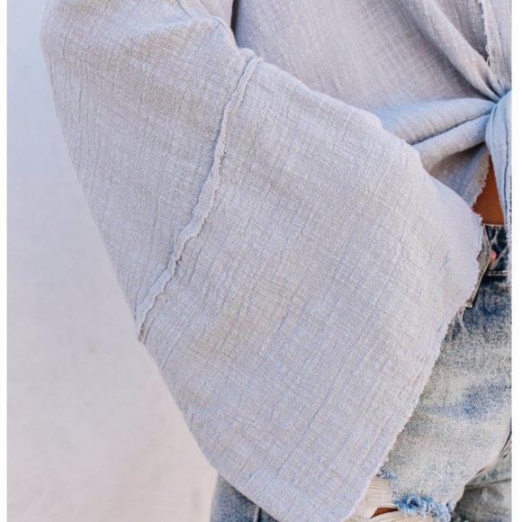 SOLICE Tie Front Beach Blouse - Picture 15 of 16